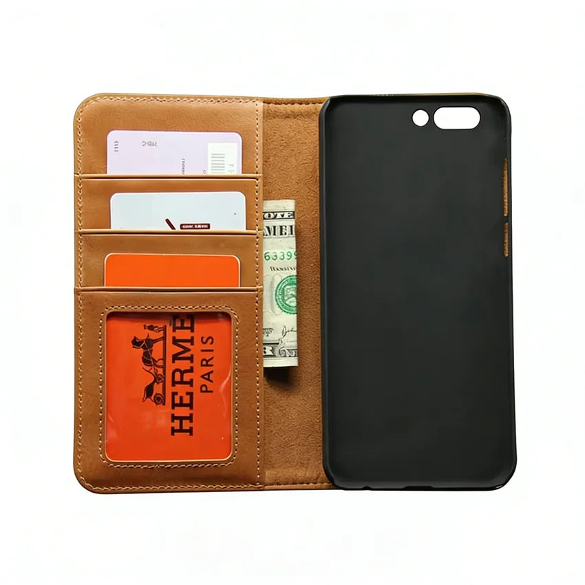 Genuine Leather Folio Wallet Phone Case for Customizable Device Models image 4