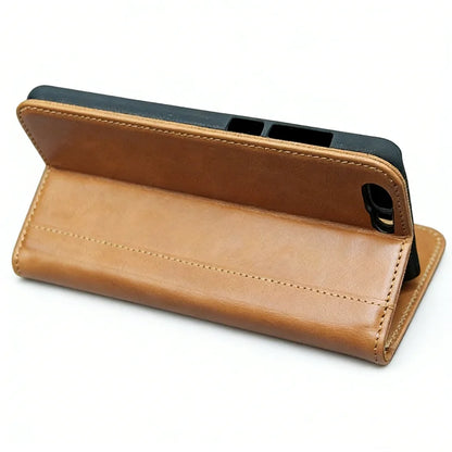 Genuine Leather Folio Wallet Phone Case for Customizable Device Models image 5