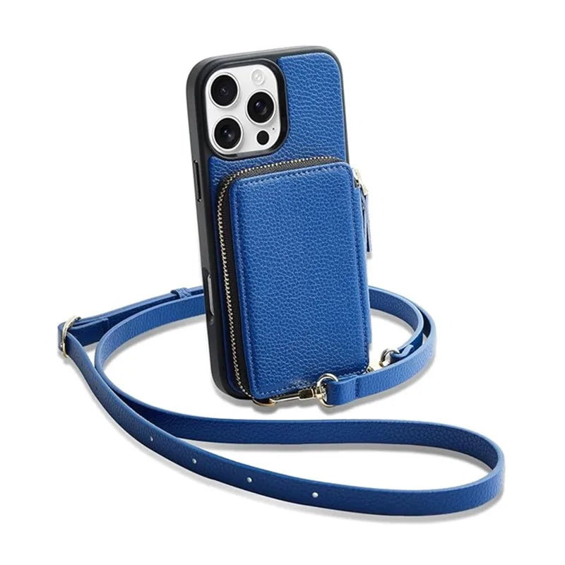 Genuine Leather Crossbody Wallet Phone Case for iPhone 16 Series - image 7