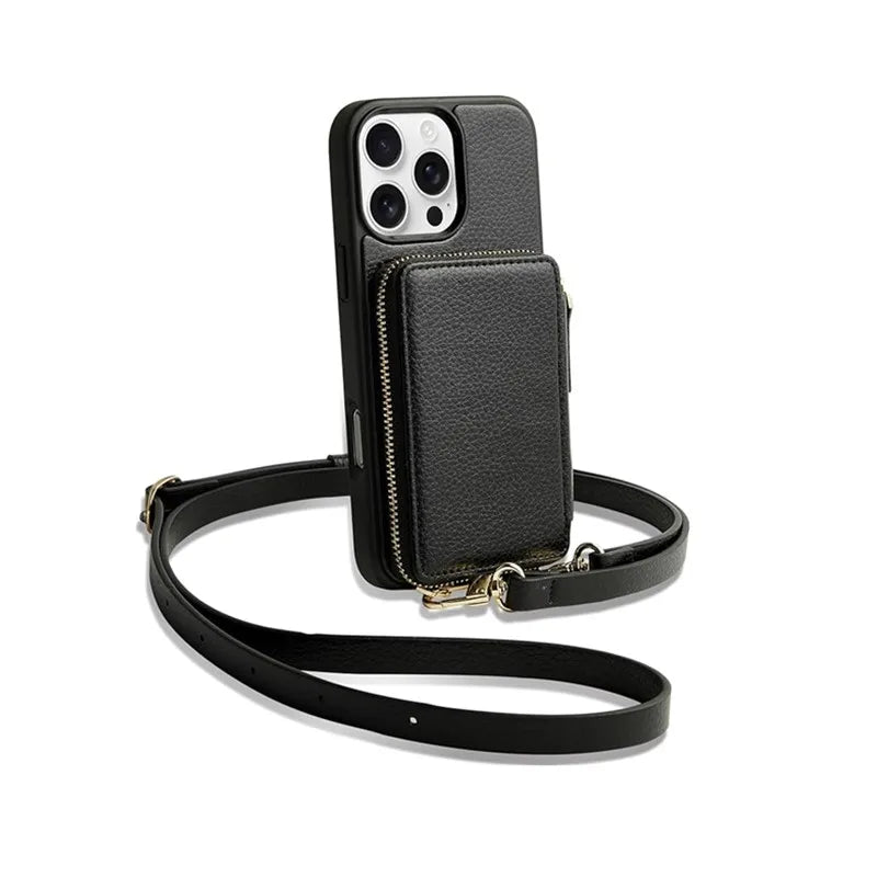 Genuine Leather Crossbody Wallet Phone Case for iPhone 16 Series - image 8