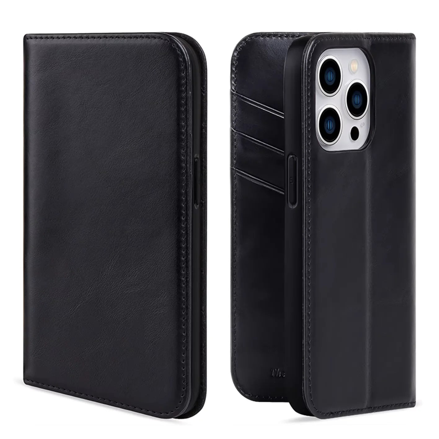 Natural Leather Folio Wallet Phone Case for iPhone 15 Series image 7