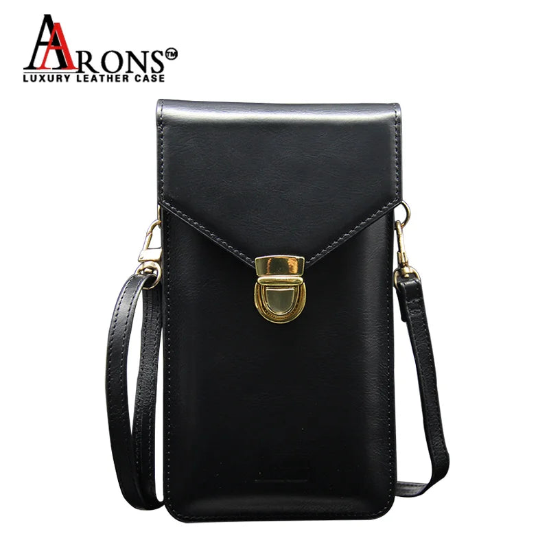 Genuine Leather Crossbody Wallet Phone Case for Customizable Device Models image 7