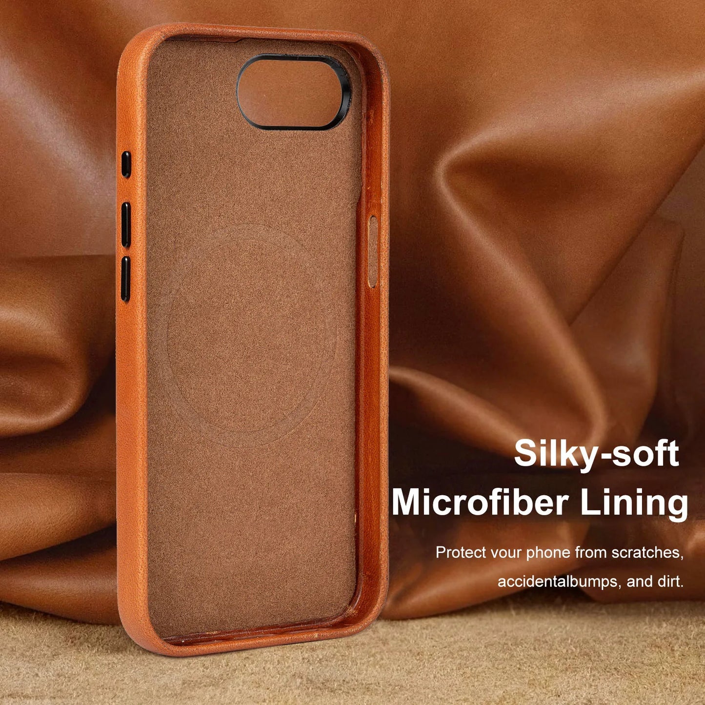 Genuine Leather Full Wrap Screen Protector Phone Case for iPhone 16 Series - image 2