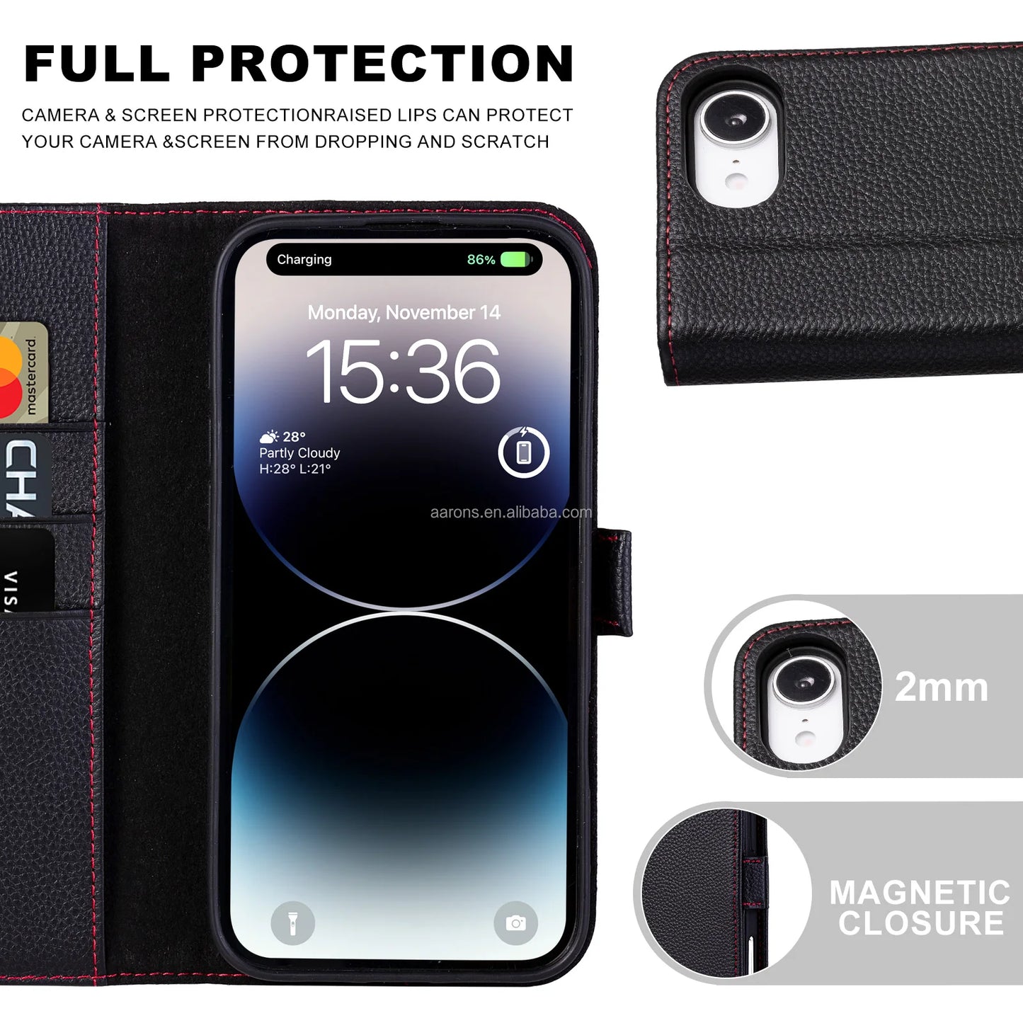 Genuine Leather RFID Wallet Phone Case for iPhone 16 Series image 6