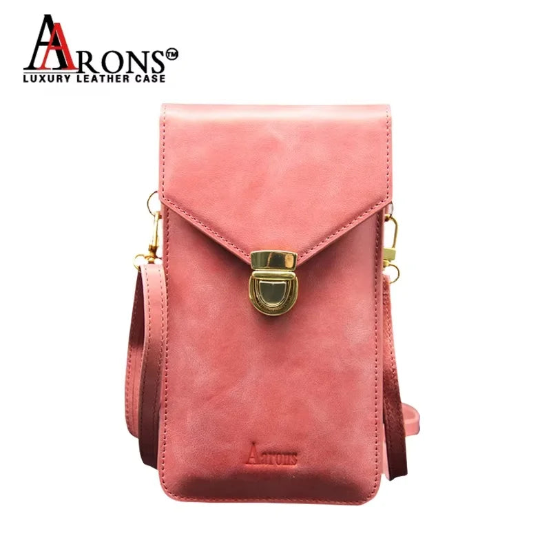 Genuine Leather Crossbody Wallet Phone Case for Customizable Device Models image 8