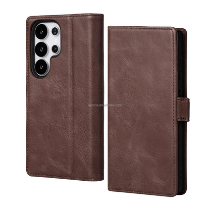 Genuine Leather Folio Wallet Phone Case for Samsung Galaxy S25 Series - image 8