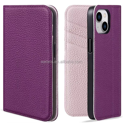 Genuine Leather Wallet Phone Case for iPhone 15 Series image 8