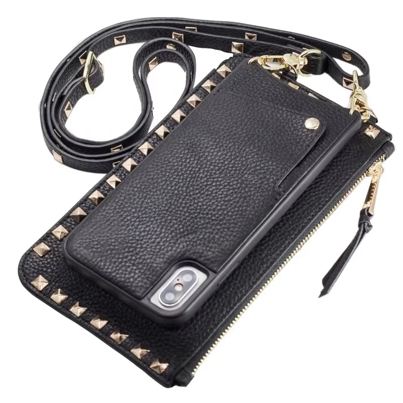 Genuine Leather Crossbody Wallet Phone Case for Customizable Device Models image 7