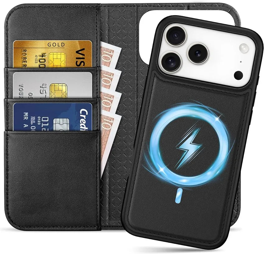 Genuine Leather RFID Anti-EMF Magnetic Wallet Phone Case for Custom Phone Models Style 01 - image 8