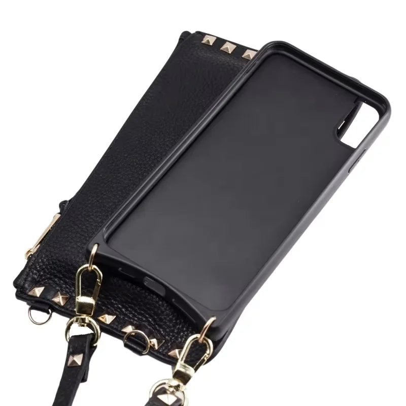 Genuine Leather Crossbody Wallet Phone Case for Customizable Device Models image 4