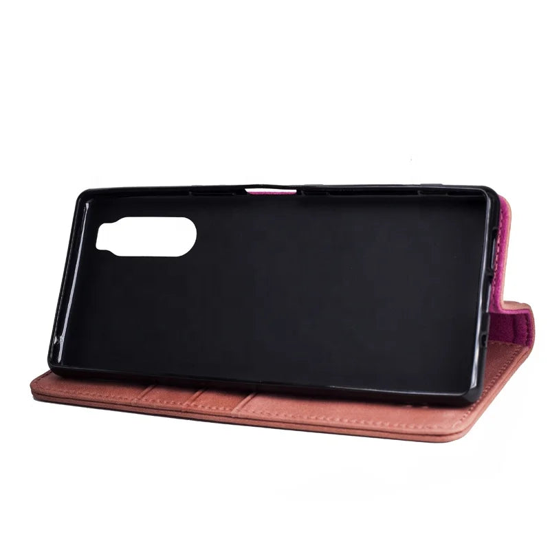 Genuine Leather Folio Wallet Phone Case for Customizable Device Models image 4