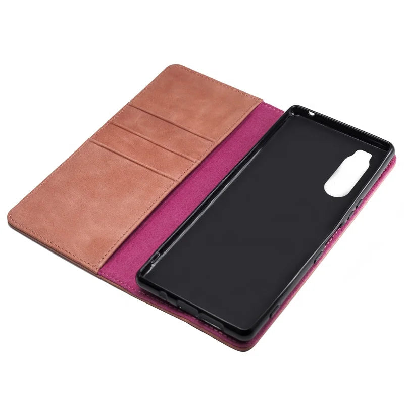 Genuine Leather Folio Wallet Phone Case for Customizable Device Models image 5