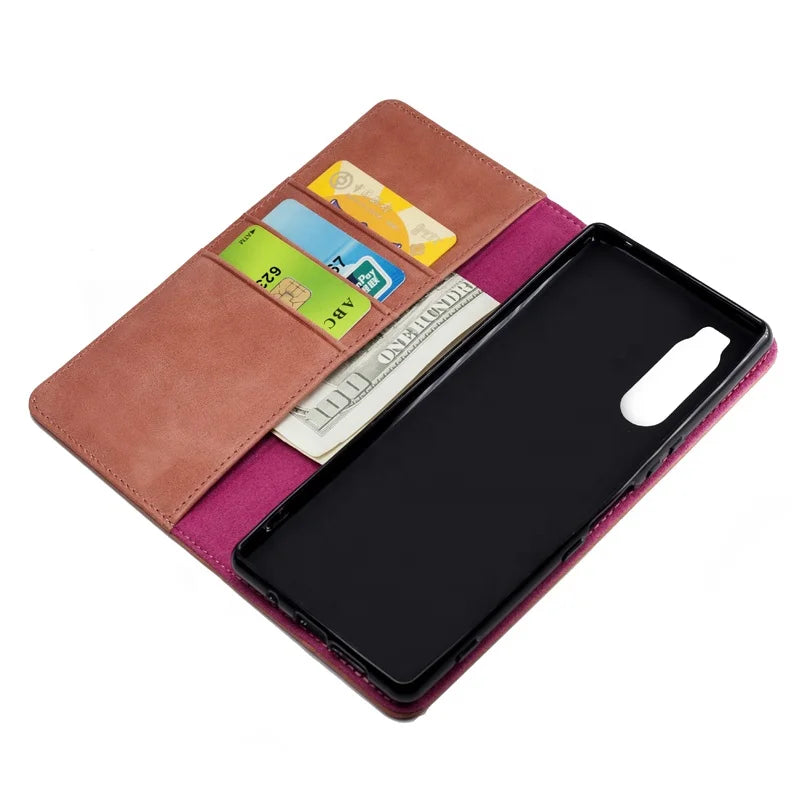 Genuine Leather Folio Wallet Phone Case for Customizable Device Models image 6