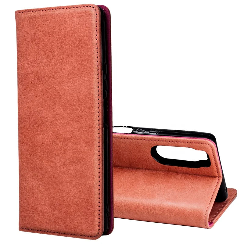 Genuine Leather Folio Wallet Phone Case for Customizable Device Models image 1