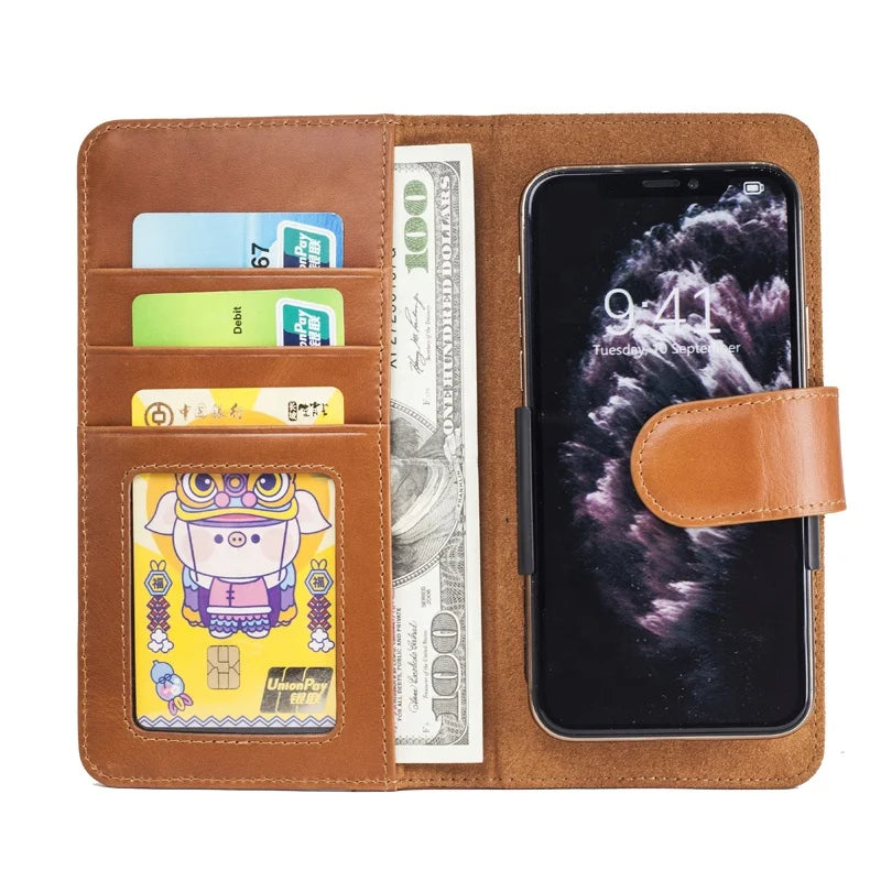 Genuine Leather Card Slots Wallet Phone Case for Custom Phone Models Style 02 - image 6
