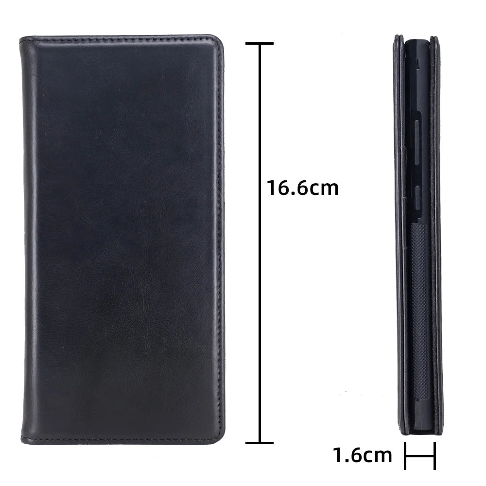 Genuine Leather Folio Wallet Phone Case for Customizable Device Models image 6