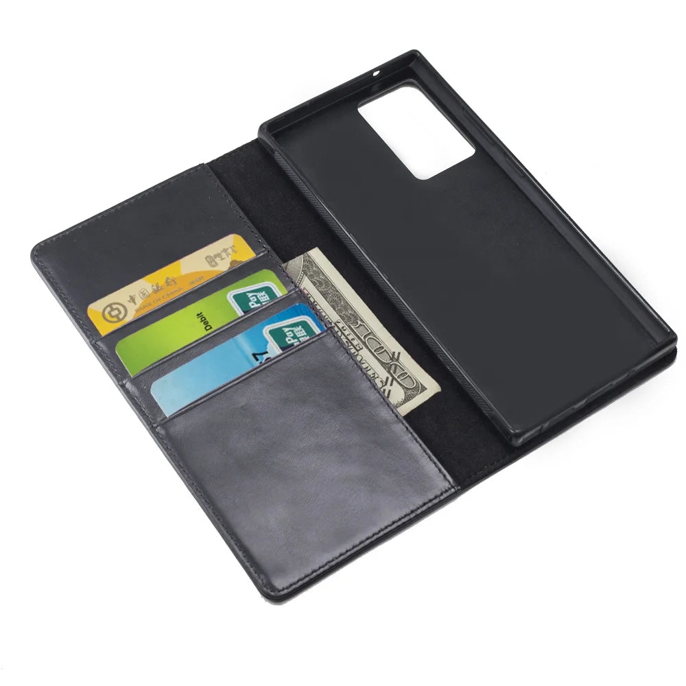Genuine Leather Folio Wallet Phone Case for Customizable Device Models image 5
