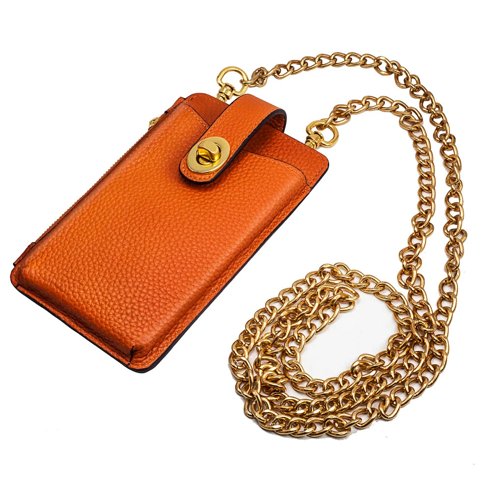 Genuine Leather Crossbody Wallet Phone Case for Customizable Device Models image 1