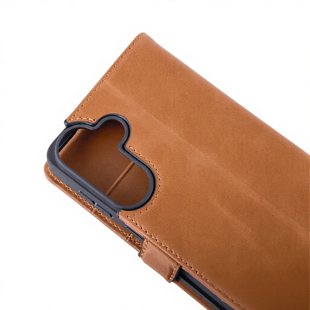 Genuine Leather Foldable Wallet Phone Case for Samsung Galaxy S26 Series - image 2