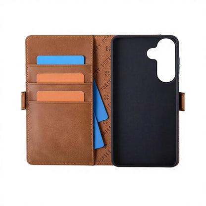 Genuine Leather Foldable Wallet Phone Case for Samsung Galaxy S26 Series - image 1