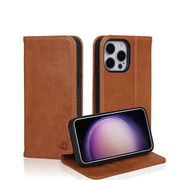 Aaronscase Genuine Leather iPhone 15 Pro Max Wallet Case (Wholesale / Manufacturer)