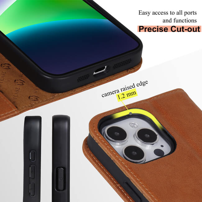 Aaronscase Genuine Leather iPhone 15 Pro Max Wallet Case (Wholesale / Manufacturer)