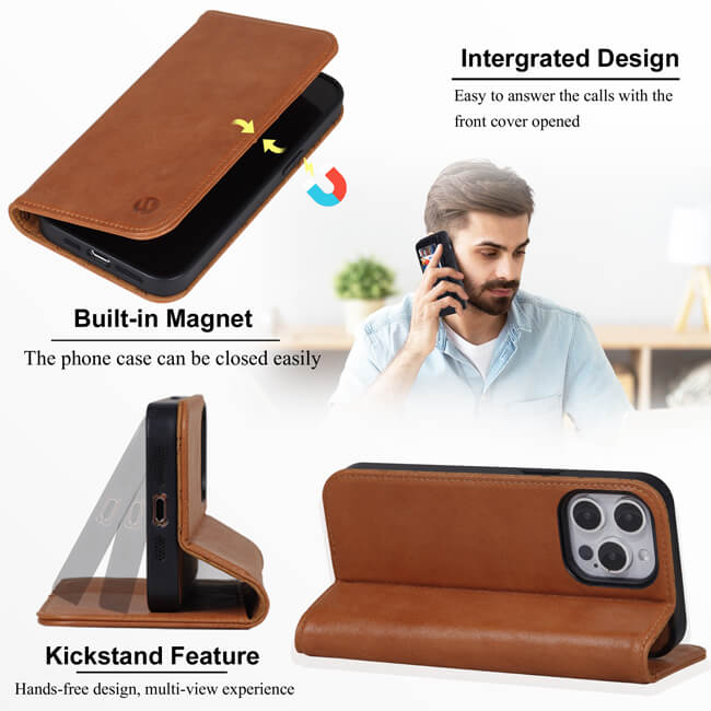 Aaronscase Genuine Leather iPhone 15 Pro Max Wallet Case (Wholesale / Manufacturer)