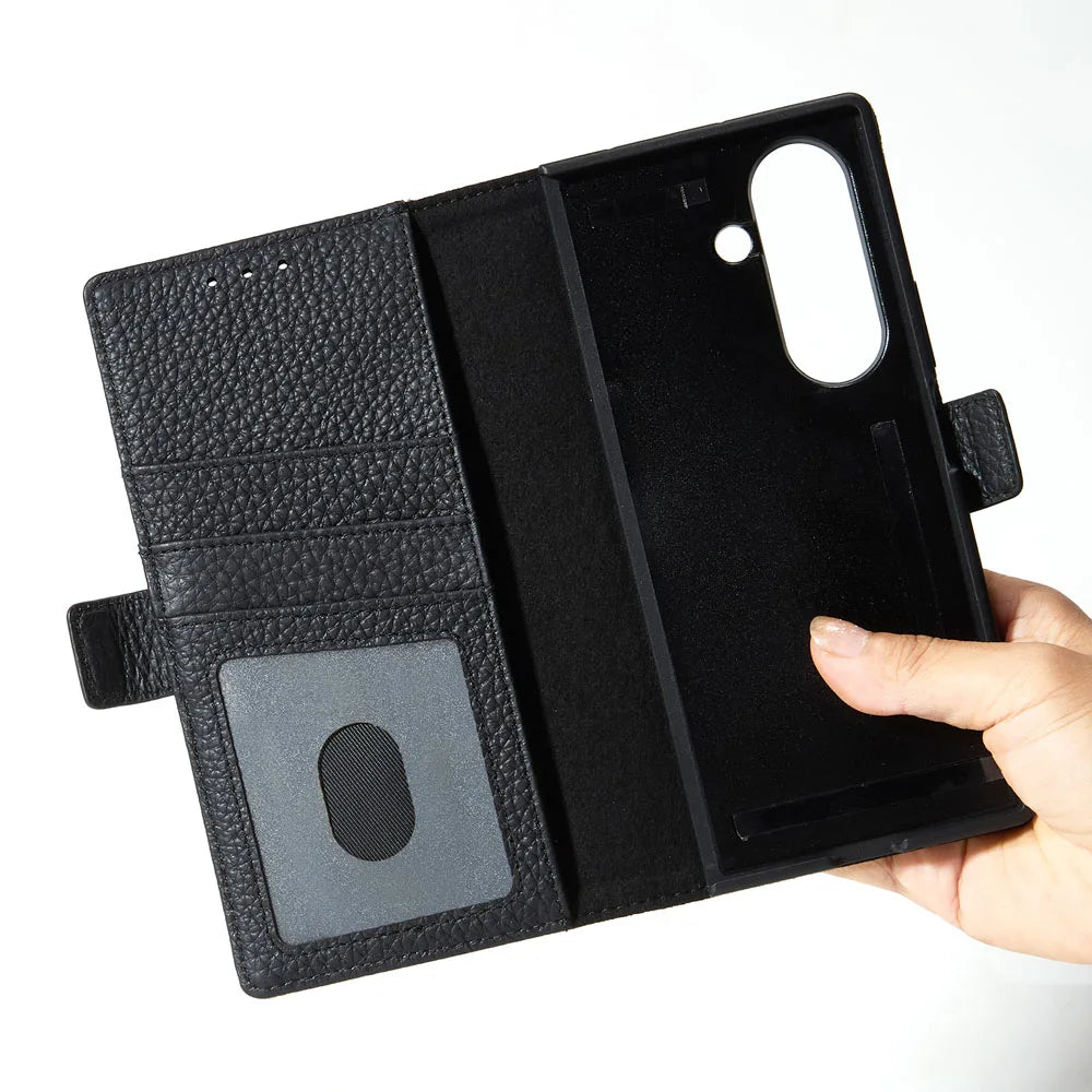 Genuine Leather Screen Protector Card Slots Wallet Phone Case for Samsung Galaxy Z Fold Series - image 5