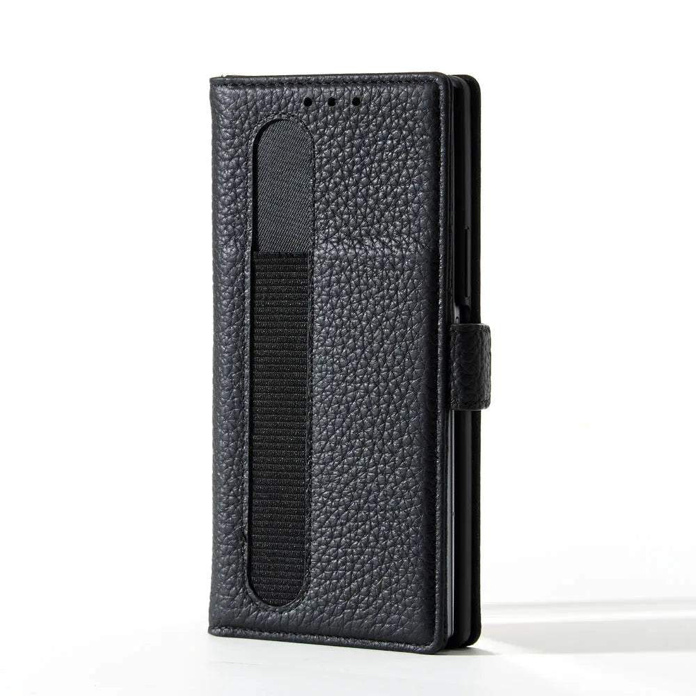 Genuine Leather Screen Protector Card Slots Wallet Phone Case for Samsung Galaxy Z Fold Series - image 6