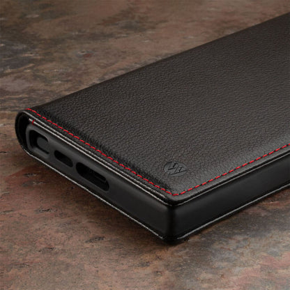 Aaronscase Genuine Leather Samsung S23 Flip Wallet Case (Wholesale / Manufacturer)