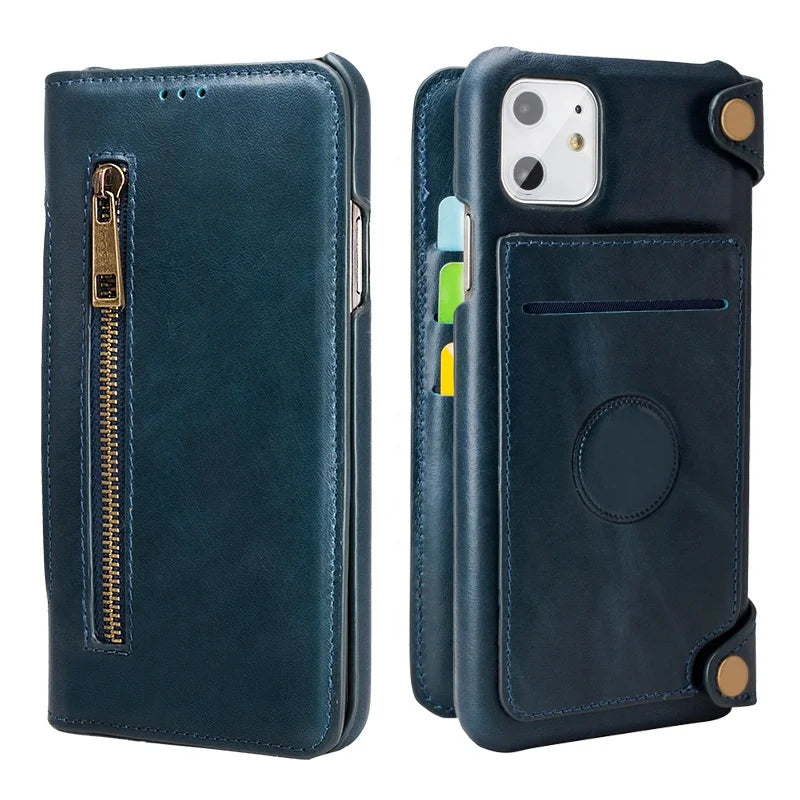 Genuine Leather RFID Anti-EMF Stand Wallet Phone Case for Custom Phone Models - image 1