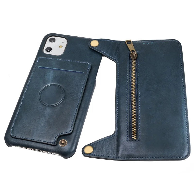 Genuine Leather RFID Anti-EMF Stand Wallet Phone Case for Custom Phone Models - image 2