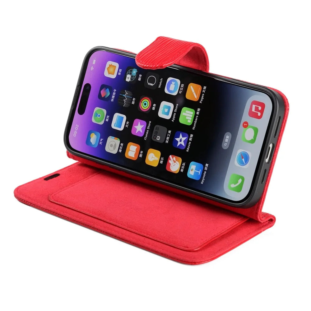 Genuine Leather Folio Wallet Phone Case for iPhone 16 Series image 2
