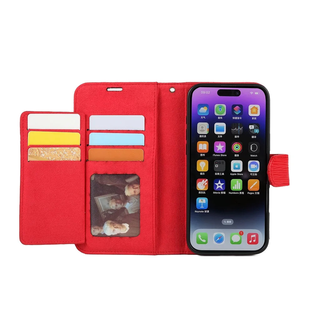 Genuine Leather Folio Wallet Phone Case for iPhone 16 Series image 3