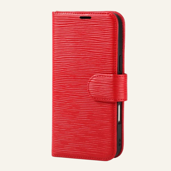 Genuine Leather Folio Screen Protector Wallet Phone Case for iPhone 16 Series Style 02 - image 4