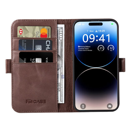 Genuine Leather Folio Wallet Phone Case for iPhone 16 Series image 3