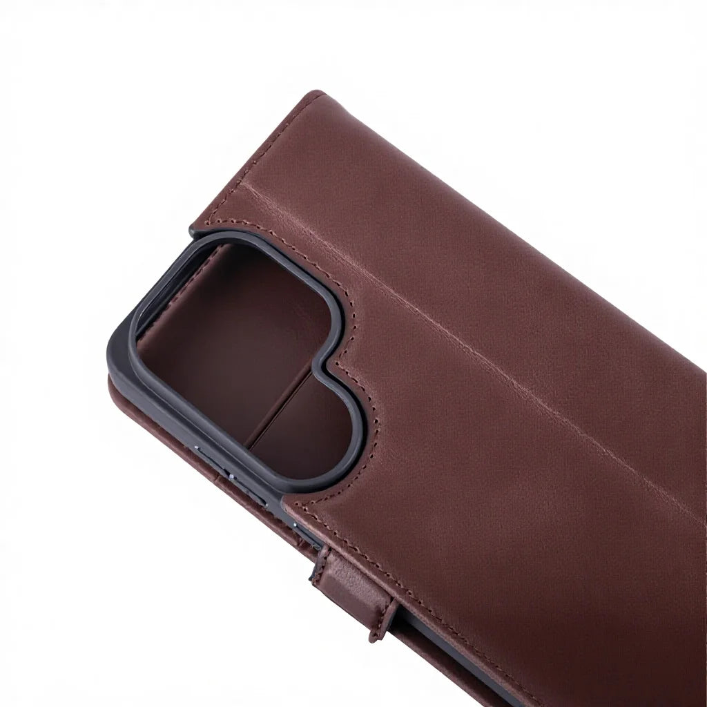 Genuine Leather Folio Wallet Phone Case for Samsung Galaxy S26 Series image 2