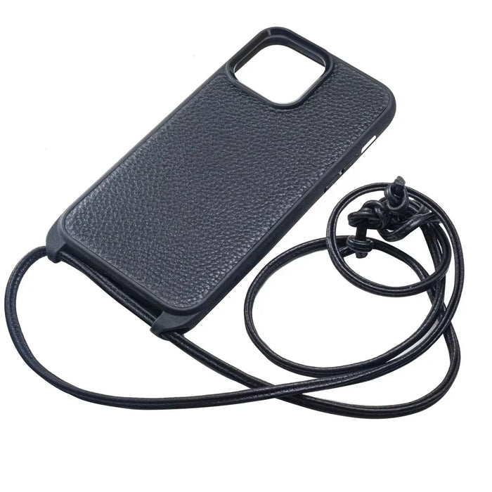 Genuine Leather Crossbody Card Slots Wallet Phone Case for iPhone 13 Series - image 1