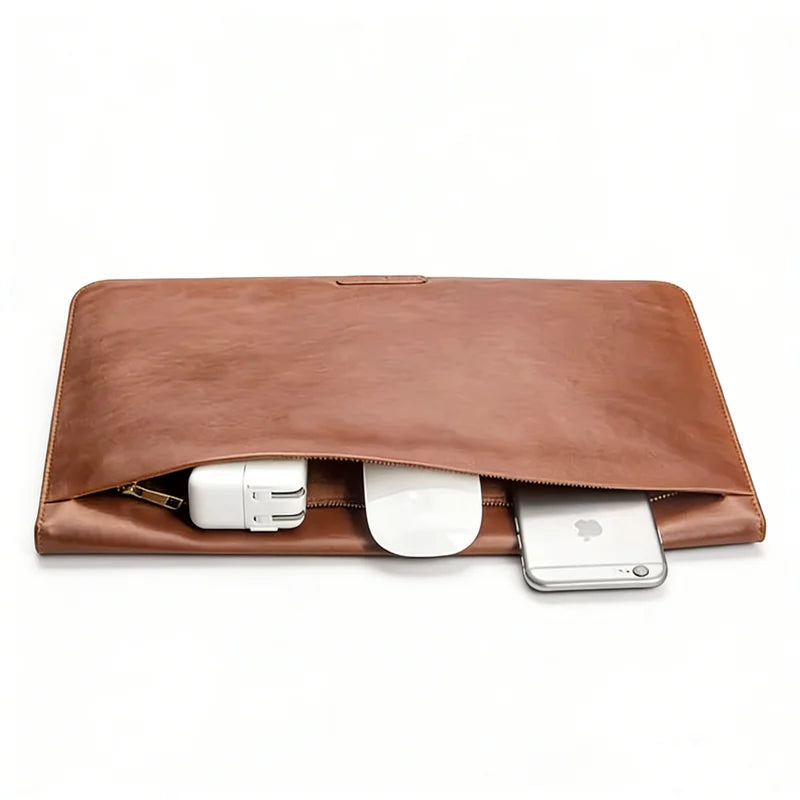 Top-Grain Leather Zipper Stand Laptop / Tablet Sleeve for MacBook 13 Inch - image 4
