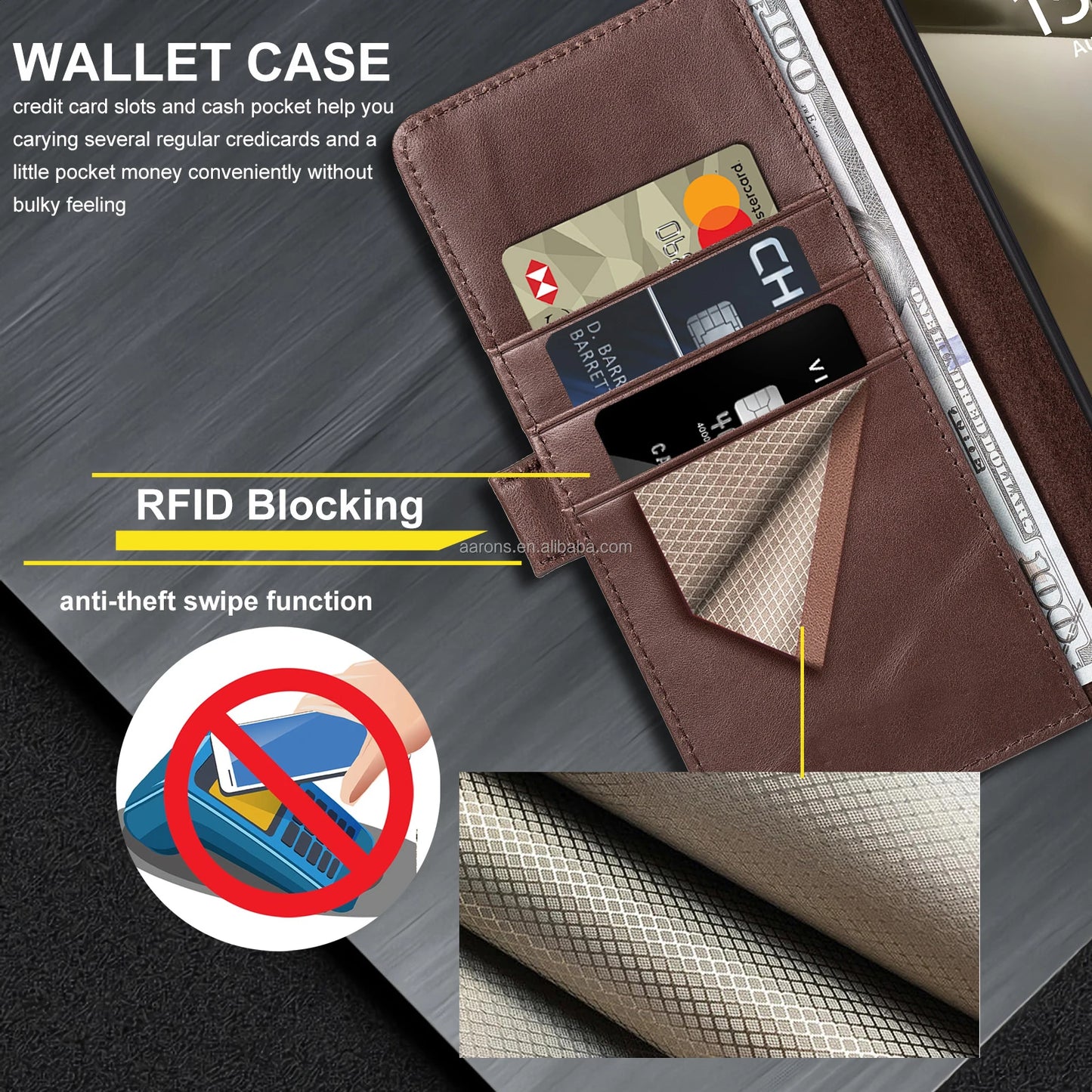 Genuine Leather Folio Wallet Phone Case for Samsung Galaxy S25 Series - image 4