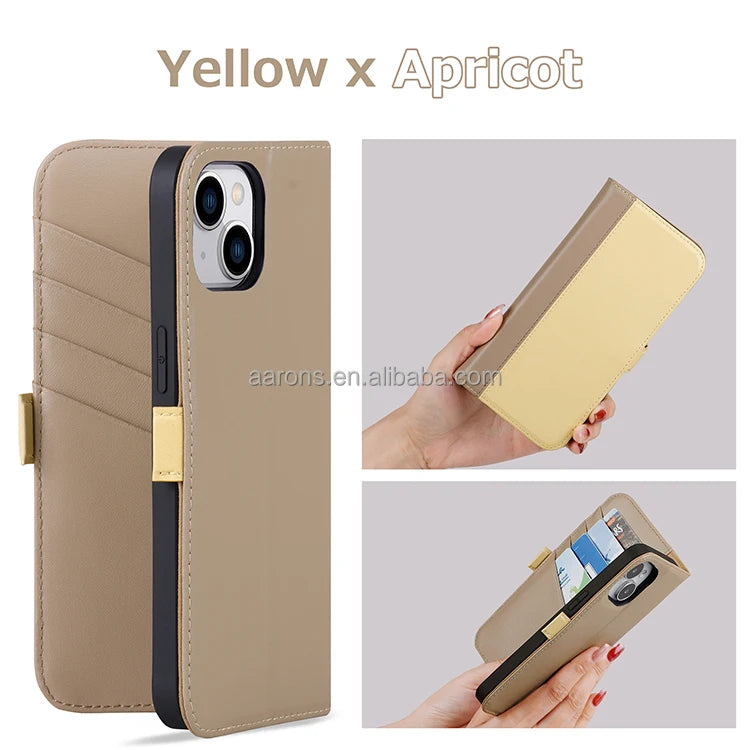 Genuine Leather Wallet Phone Case for iPhone 15 Series image 6