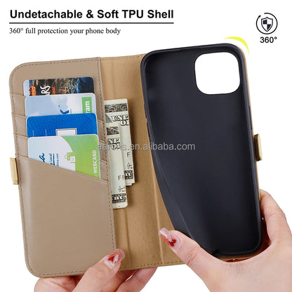 Genuine Leather Wallet Phone Case for iPhone 15 Series image 3