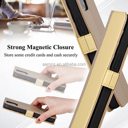 Genuine Leather Wallet Phone Case for iPhone 15 Series image 2