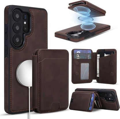 Genuine Leather Magnetic Wallet Phone Case for Samsung Galaxy S26 Series - image 6