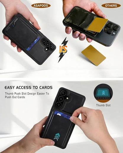 Genuine Leather Magnetic Wallet Phone Case for Samsung Galaxy S26 Series - image 3