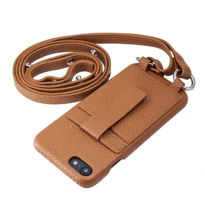 Genuine Leather Crossbody Wallet Phone Case for Customizable Device Models image 3