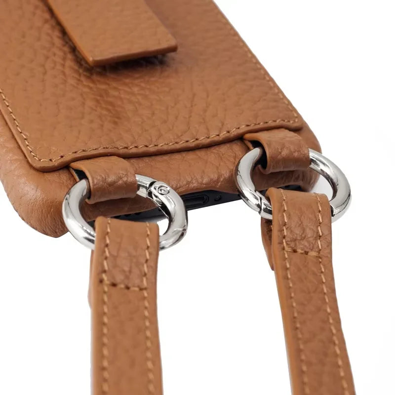 Genuine Leather Crossbody Wallet Phone Case for Customizable Device Models image 5