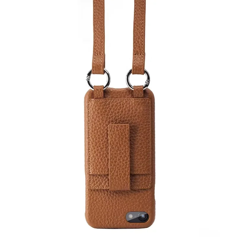 Genuine Leather Crossbody Wallet Phone Case for Customizable Device Models image 4