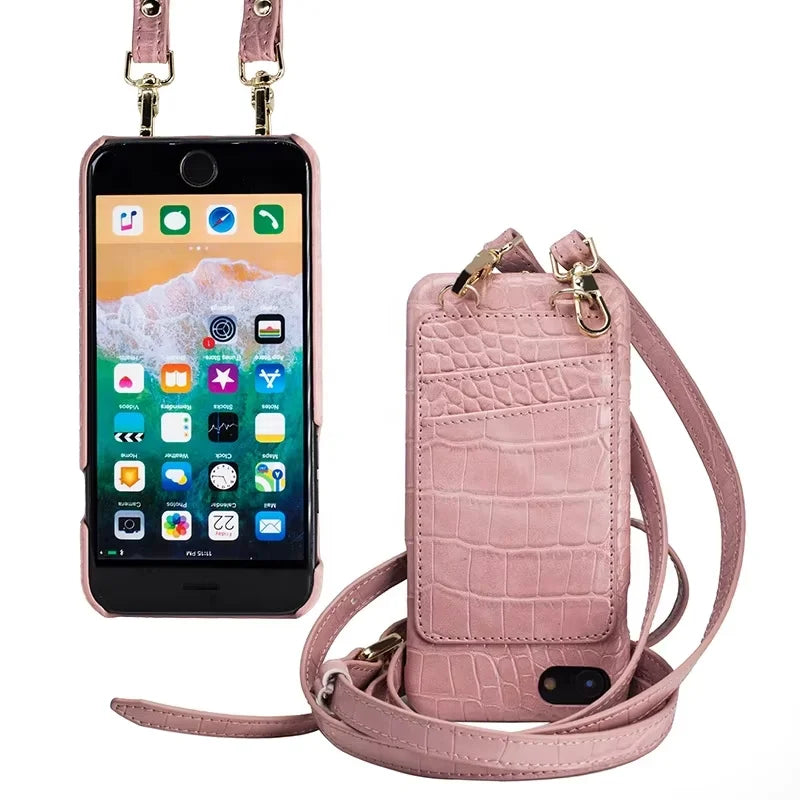 Crocodile Crossbody Wallet Phone Case for Customizable Device Models image 1