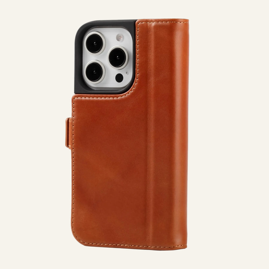 Genuine Leather Shockproof Card Slots Wallet Phone Case for iPhone 16 Series - image 1